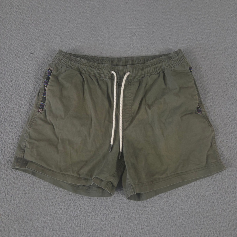 Wowie Shorts Mens Medium Olive Green Cotton Stretch Southwestern Trim Drawstring